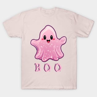 Cute pink ghost boo theme haloween 2023 T-Shirt